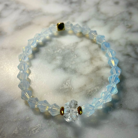 Herkimer Diamond & Opal crystal Bracelet - Picture 1 of 6